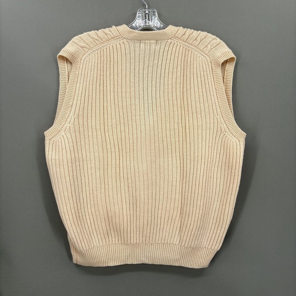 Vintage Lands' End Sweater Vest Mens XL White 100% Wool Cable Grandpa Cardigan - Picture 9 of 10